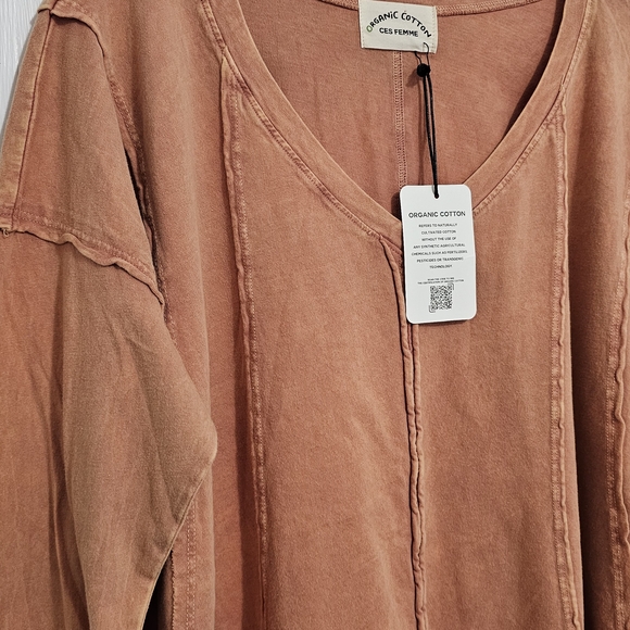 Ces Femme Organic Cotton Burnt Orange Top. NWT - Picture 4 of 13